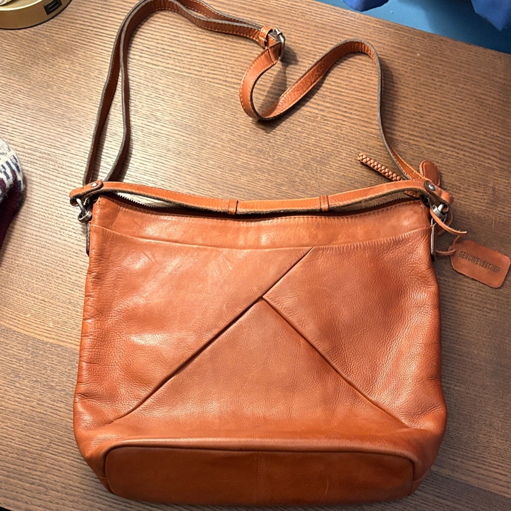 Cognac Leather Shoulder Bag